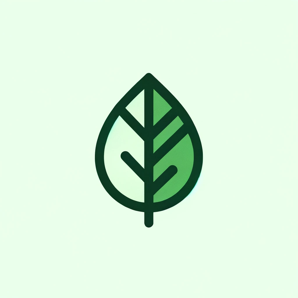 A minimalist green leaf icon